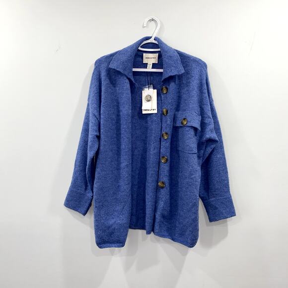 NWT INDUSTRY Blue Heather Button Front Shirt Jacket XS - Picture 2 of 9